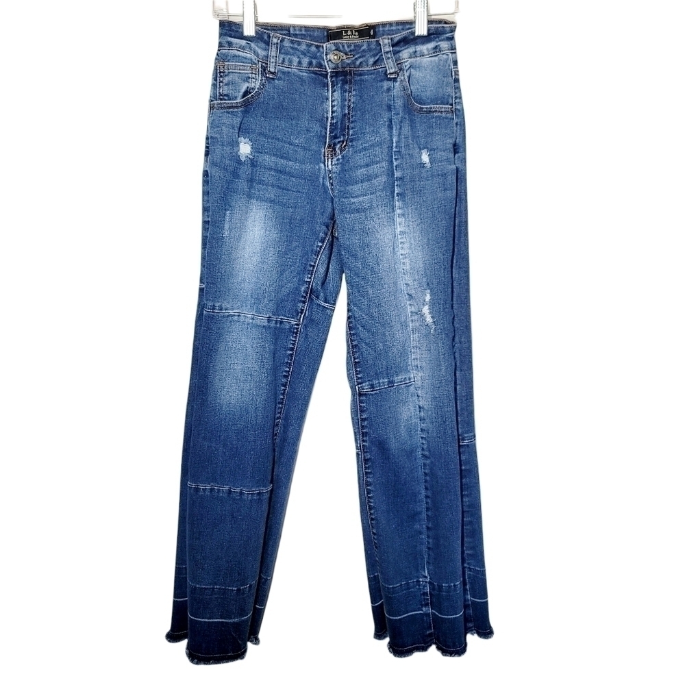 Lucky & Blessed Flare Capri Patch Jeans